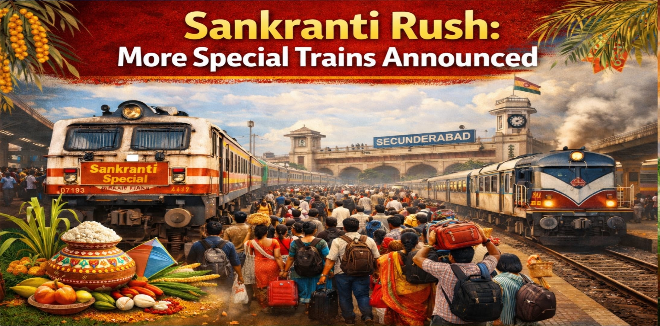 సంక్రాంతి రద్దీకి ఉపశమనం: దక్షిణ మధ్య రైల్వే నుంచి మరికొన్ని ప్రత్యేక రైళ్లు ✦