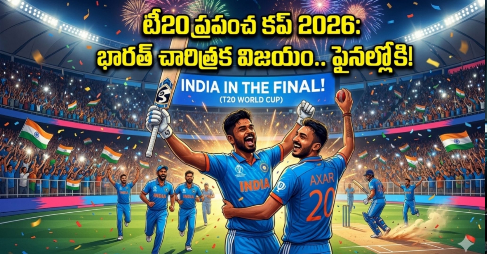 ​సంజూ శాంసన్ విధ్వంసం.. అక్షర్ పటేల్ సూపర్ క్యాచ్: ఉత్కంఠ పోరులో ఫైనల్‌కు చేరిన భారత్!