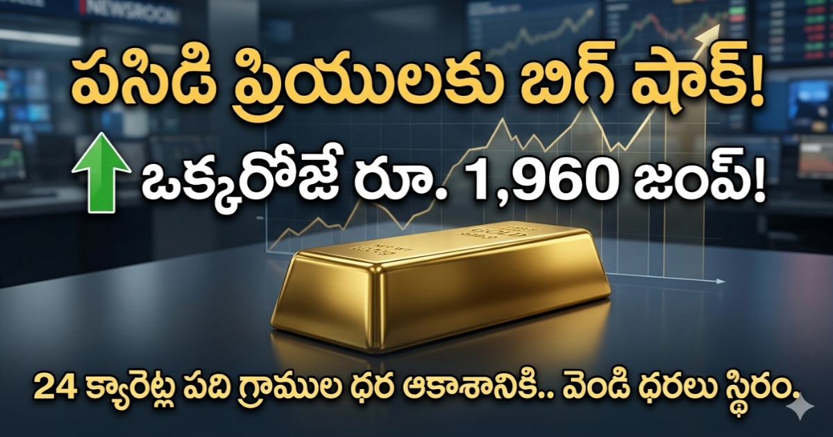 పసిడి ప్రియులకు బిగ్ షాక్: ఒక్కరోజే రూ.1,960 పెరిగిన బంగారం ధర.. తాజా రేట్లు ఇవే!