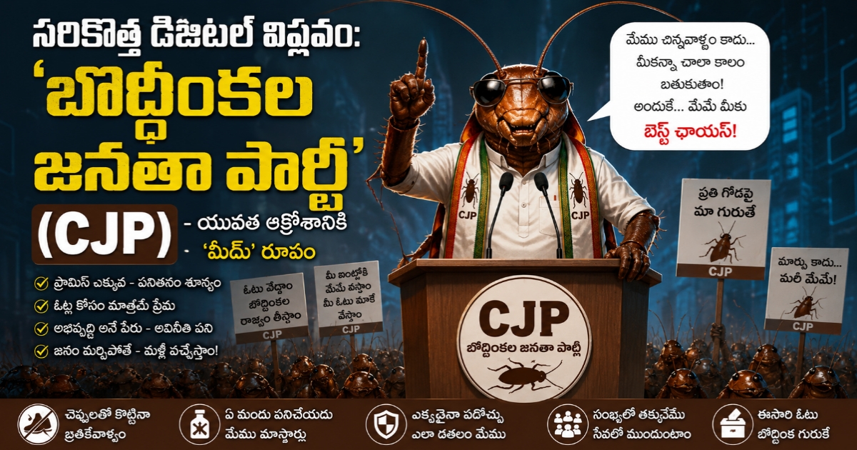 సరికొత్త డిజిటల్ విప్లవం: ‘బొద్దింకల జనతా పార్టీ’ (CJP) – యువత ఆక్రోశానికి ‘మీమ్’ రూపం