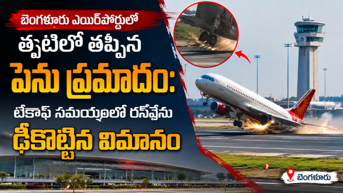 బెంగళూరు ఎయిర్‌పోర్టులో తృటిలో తప్పిన పెను ప్రమాదం: టేకాఫ్ సమయంలో రన్‌వేను ఢీకొట్టిన విమానం