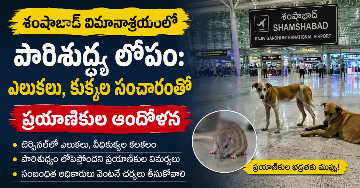 శంషాబాద్ విమానాశ్రయంలో పారిశుద్ధ్య లోపం: ఎలుకలు, కుక్కల సంచారంతో ప్రయాణికుల ఆందోళన