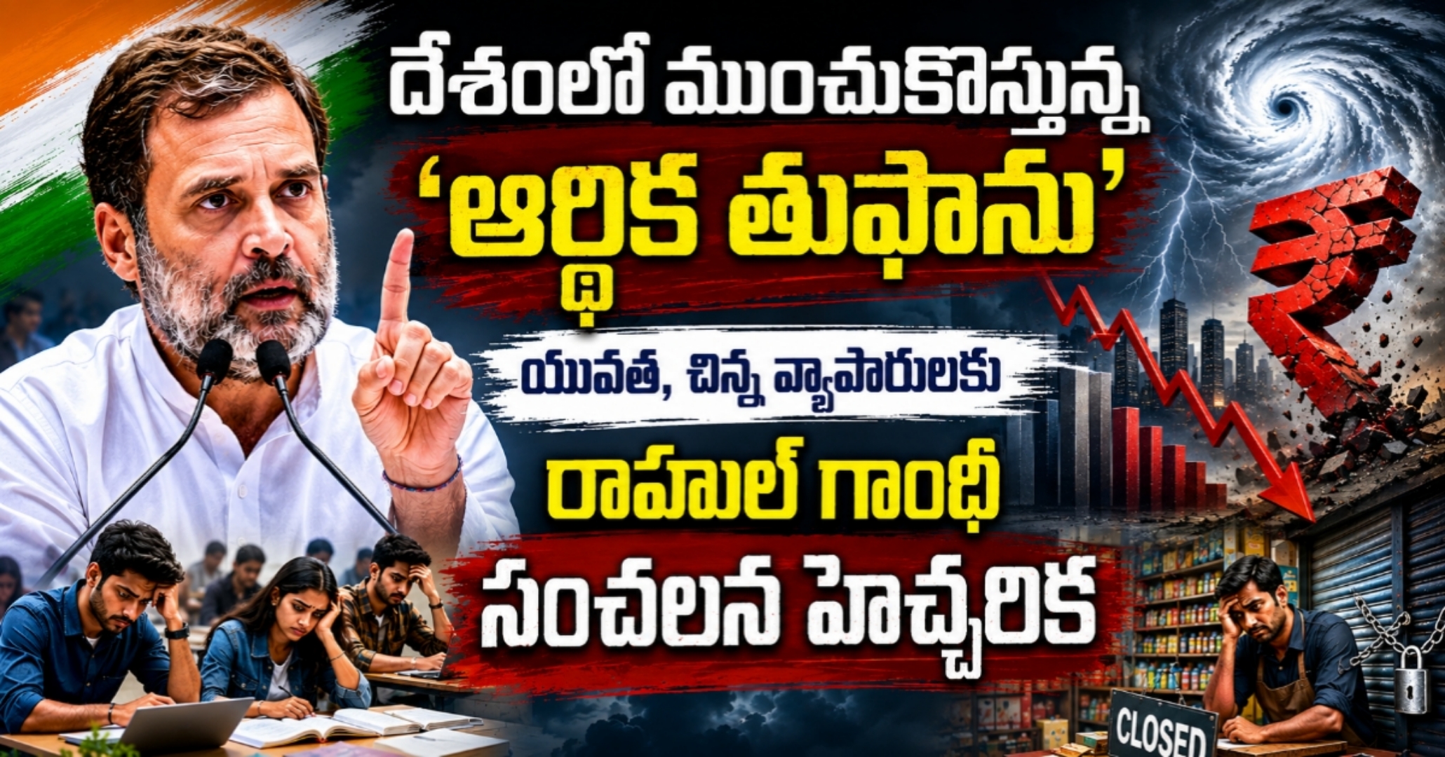 దేశంలో ముంచుకొస్తున్న ‘ఆర్థిక తుఫాను’: యువత, చిన్న వ్యాపారులకు రాహుల్ గాంధీ సంచలన హెచ్చరిక