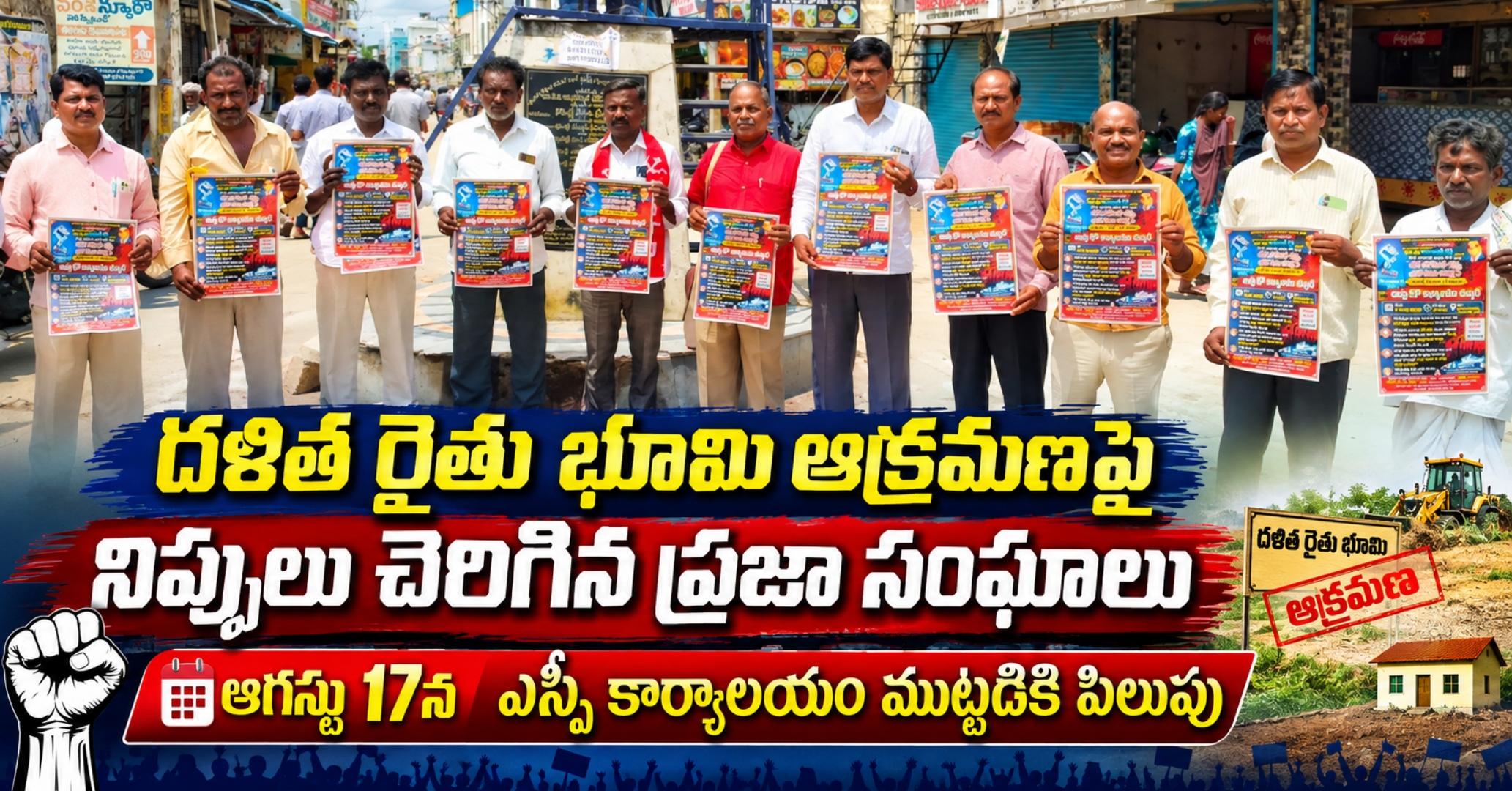 దళిత రైతు భూమి ఆక్రమణపై నిప్పులు చెరిగిన ప్రజా సంఘాలు: ఆగస్టు 17న ఎస్పీ కార్యాలయం ముట్టడికి పిలుపు