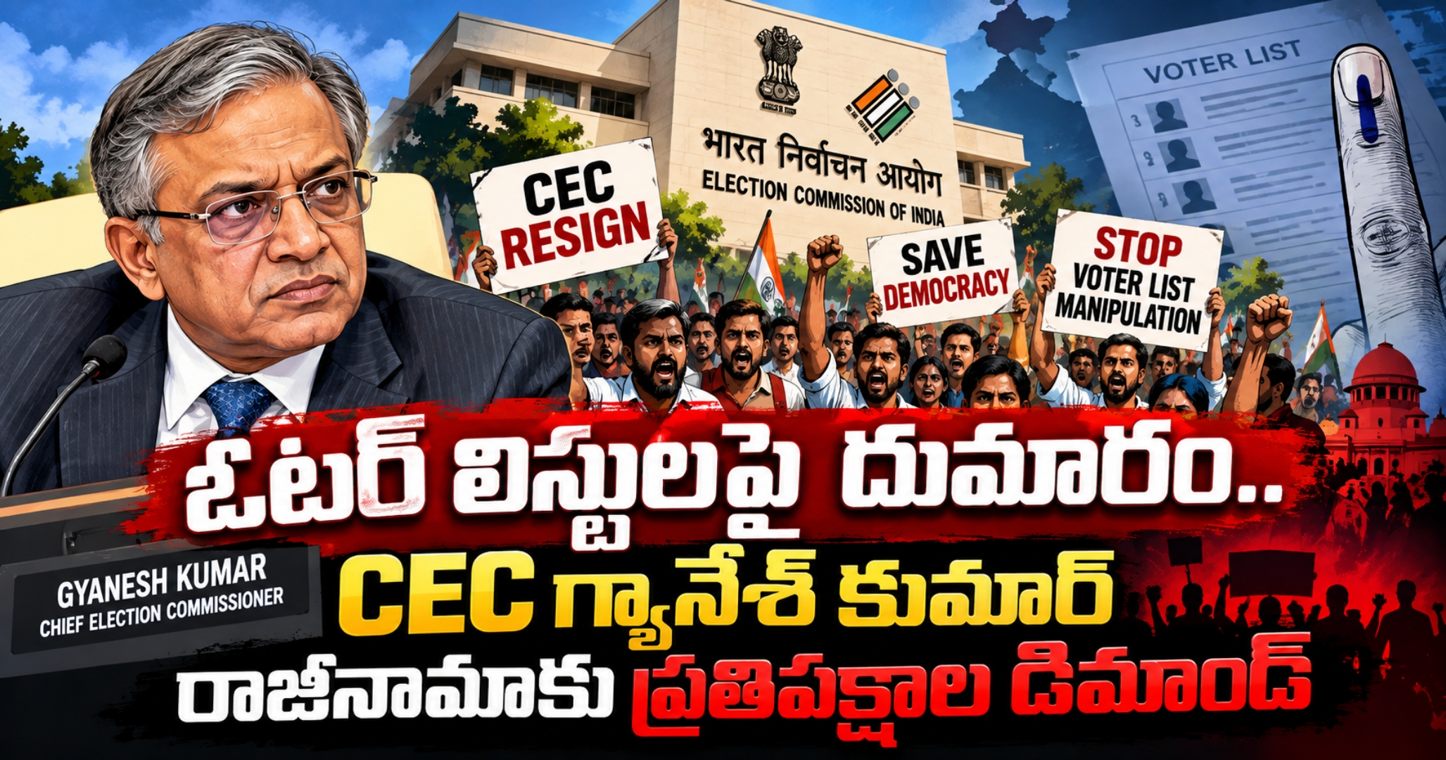 voter-lists ఓటర్ లిస్టులపై దుమారం.. CEC గ్యానేశ్ కుమార్ రాజీనామాకు ప్రతిపక్షాల డిమాండ్